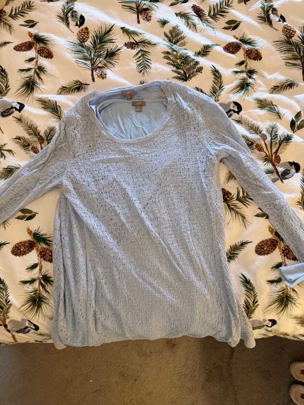 J. Jill Light Blue Long-Sleeve Textured Pullover